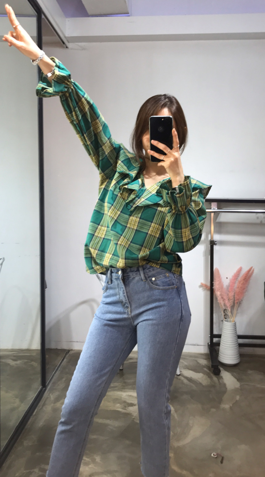 Women Blouses Jw JUJU Check Blouse