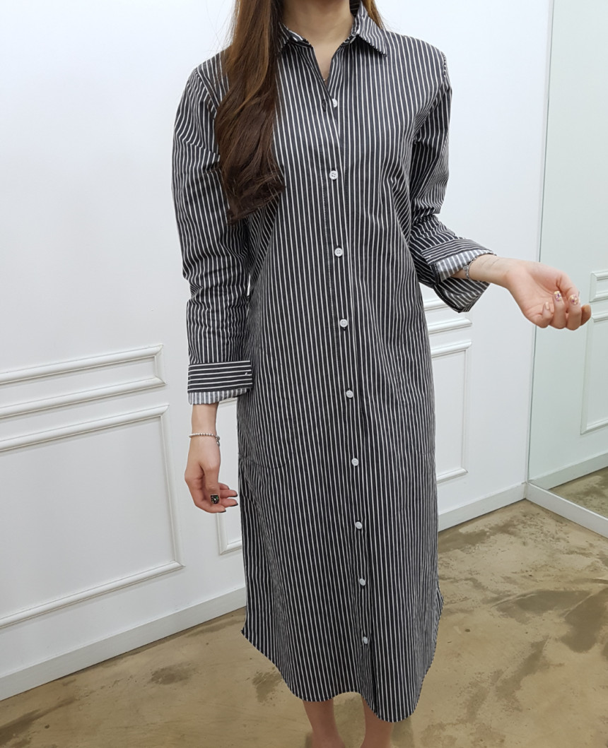 New Modern Striped Shirt Dress Black, Pink Nome Co