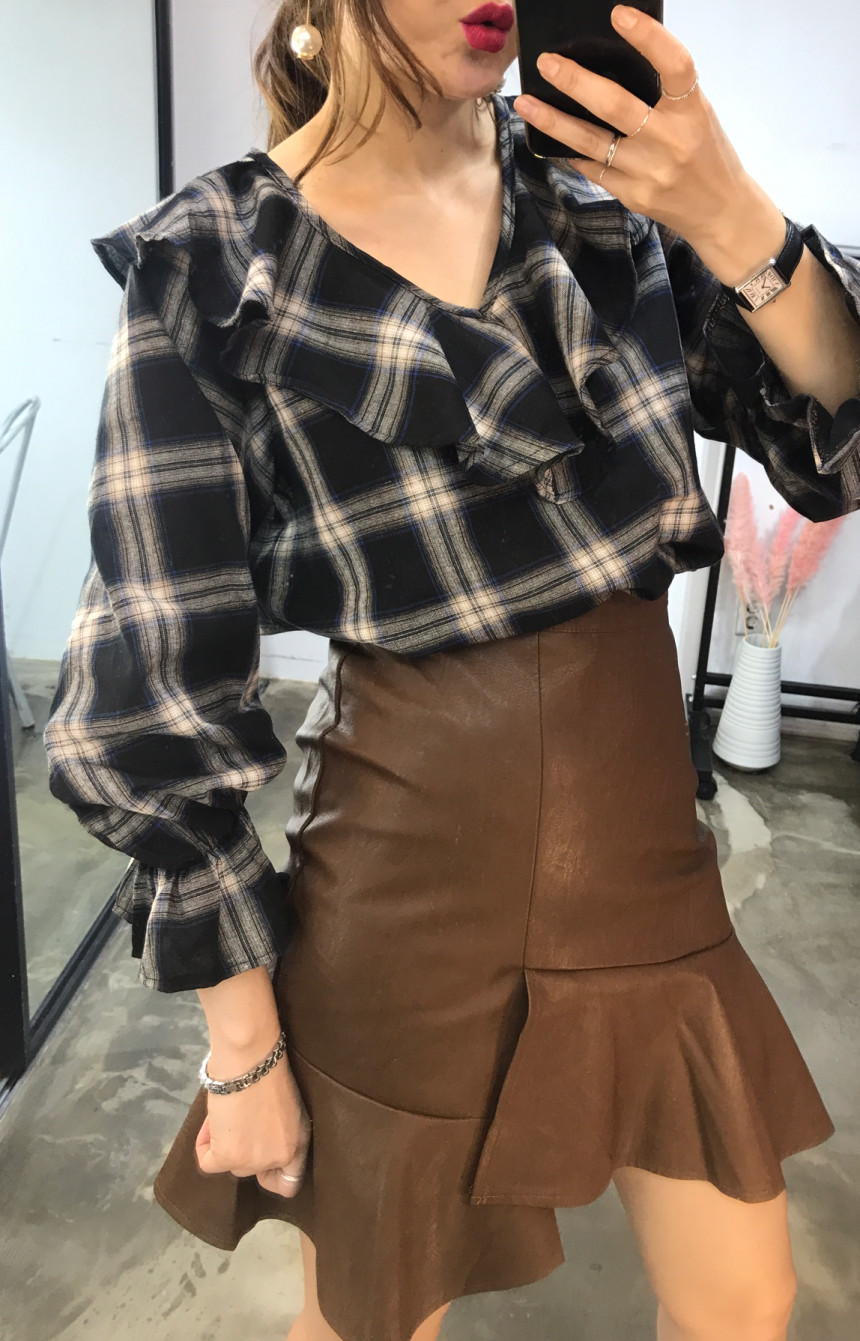 Women Blouses Jw JUJU Check Blouse