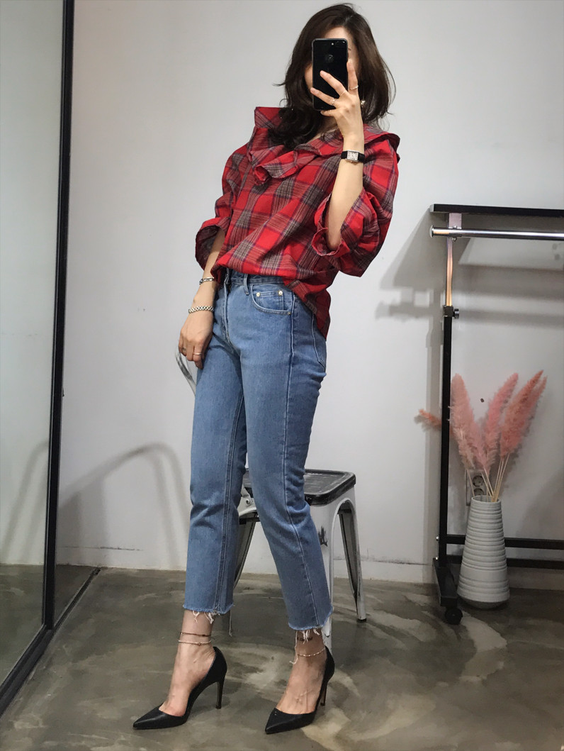 Women Blouses Jw JUJU Check Blouse
