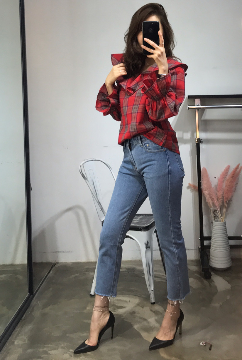 Women Blouses Jw JUJU Check Blouse