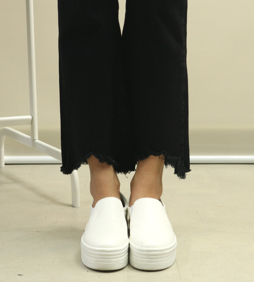 Women Jeans Pants Bending Cutting Black Boots Cut 