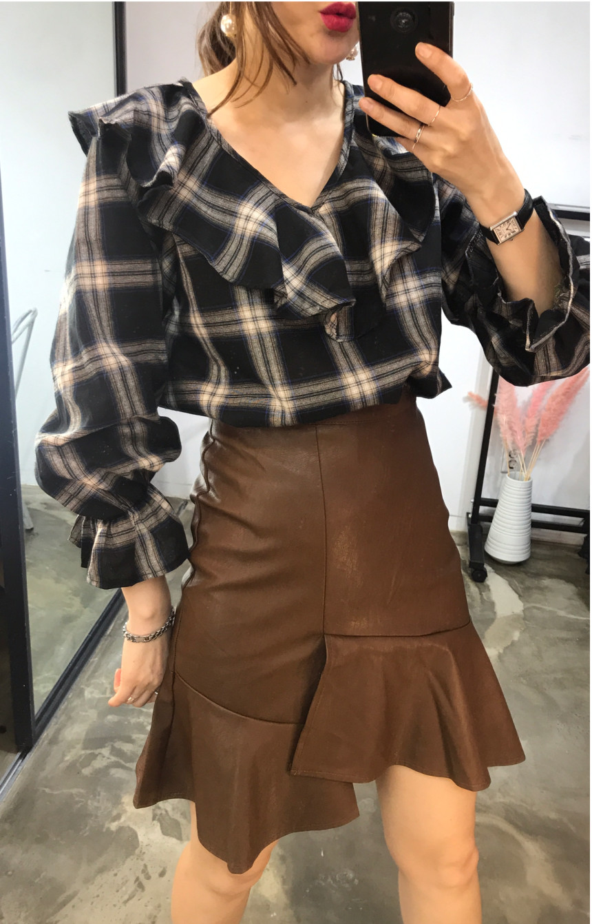 Women Blouses Jw JUJU Check Blouse