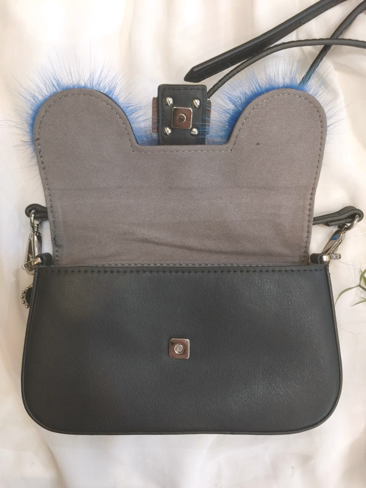 New Mubi Cubic Mink Fur Cowhide Mini Cross Bag Owl