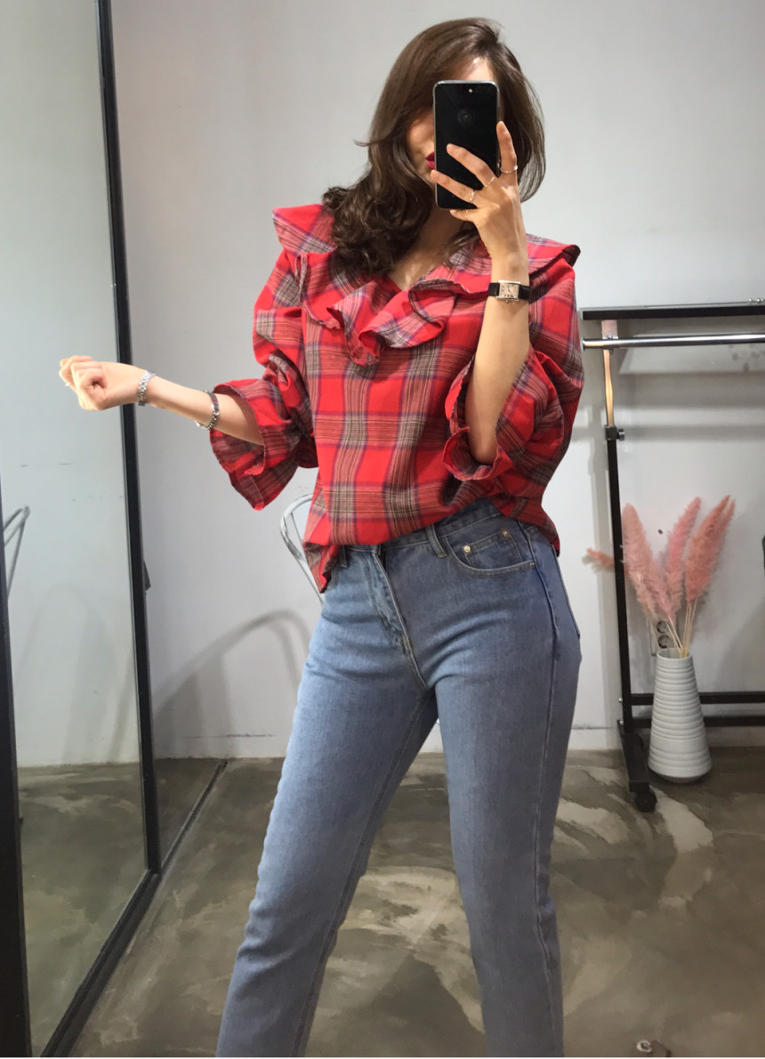 Women Blouses Jw JUJU Check Blouse