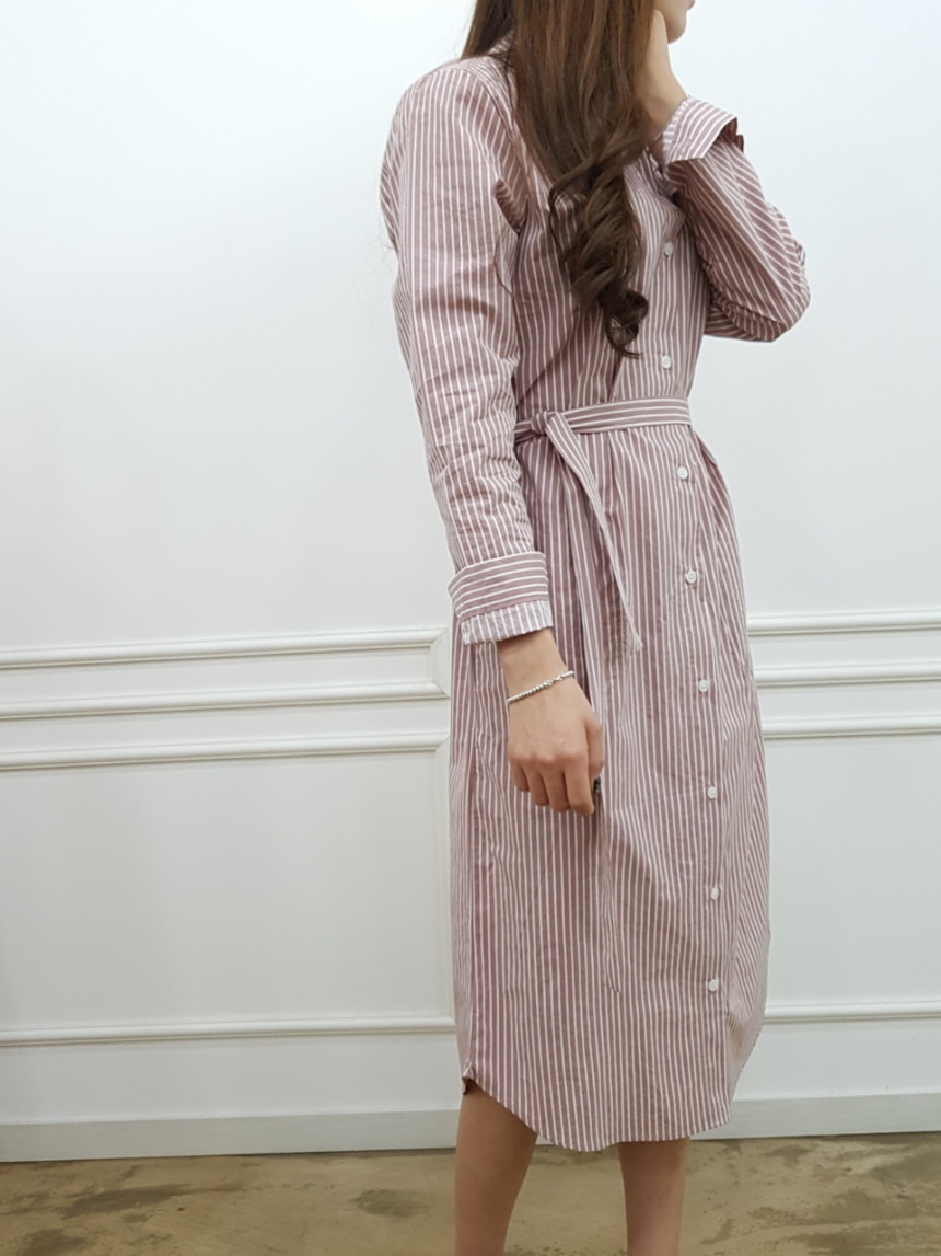 New Modern Striped Shirt Dress Black, Pink Nome Co
