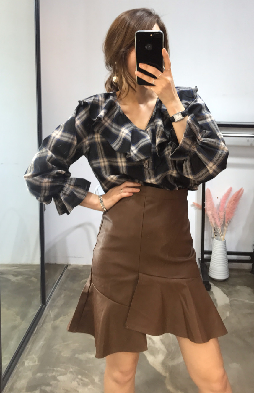 Women Blouses Jw JUJU Check Blouse
