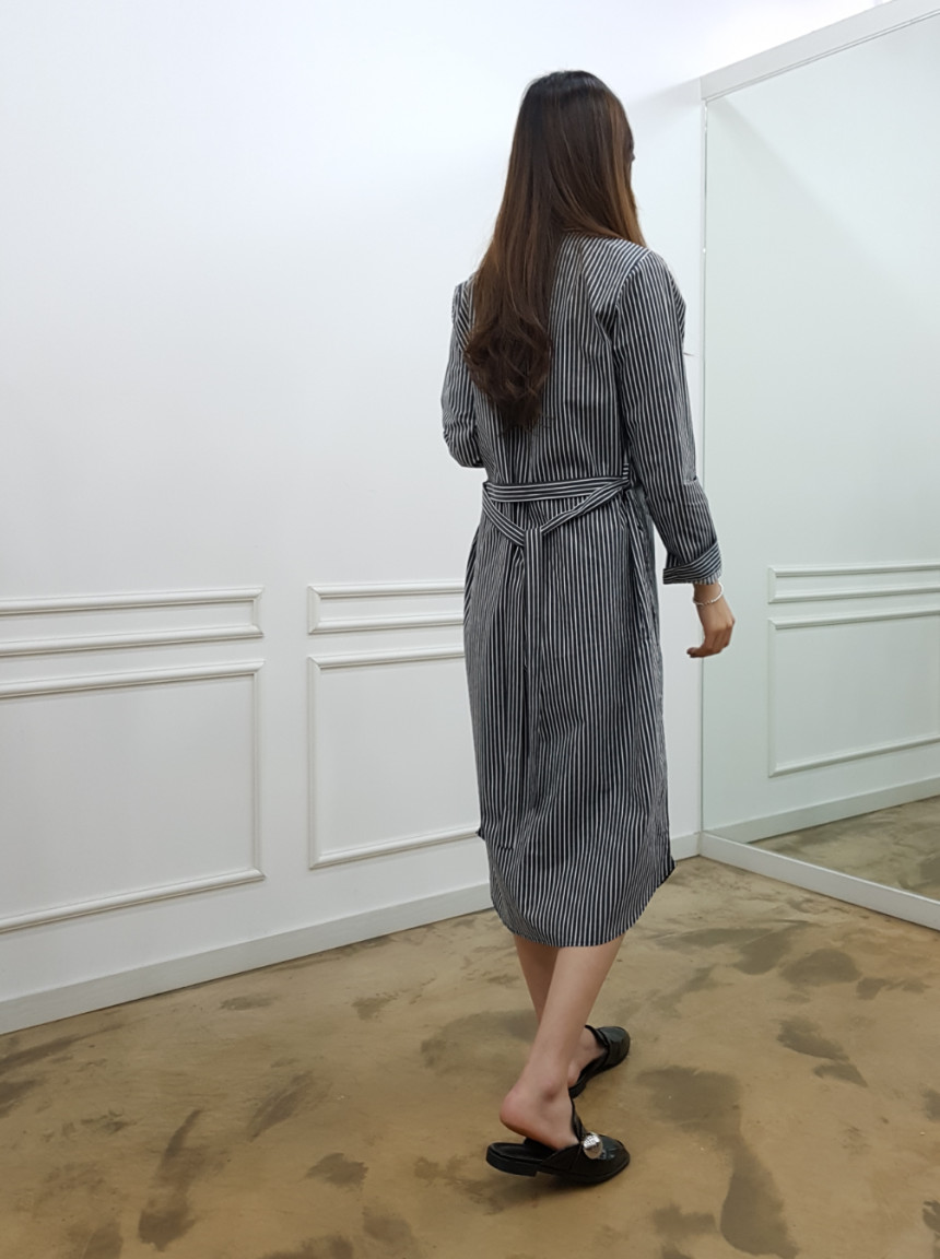 New Modern Striped Shirt Dress Black, Pink Nome Co