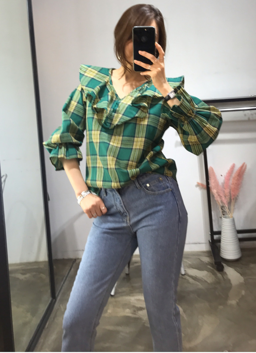Women Blouses Jw JUJU Check Blouse