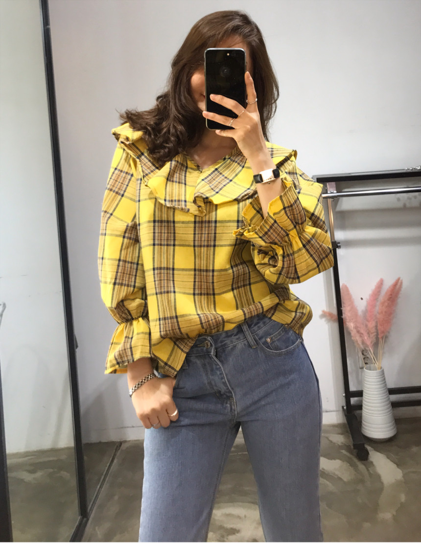 Women Blouses Jw JUJU Check Blouse