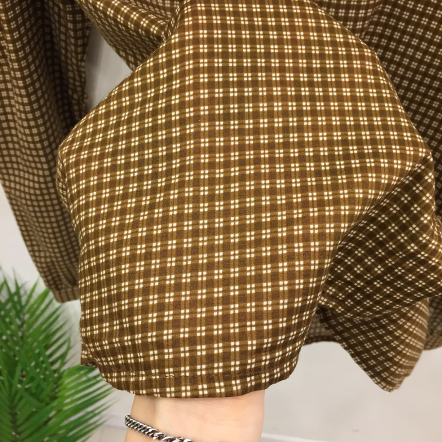 Women Blouses Lace collar check blouse Elegant one