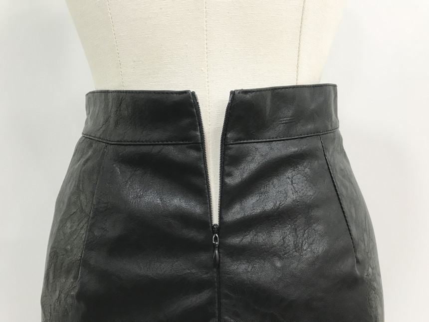 bace Pleat Leather Mini Skirt Autumn Leather Skirt