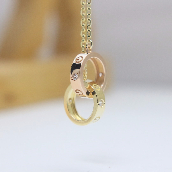 Lovely pink yellow necklace 14k ring 14k couple 14