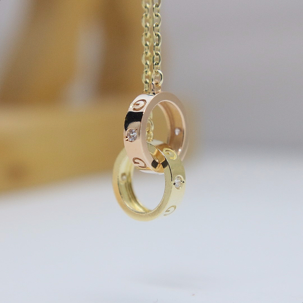 Lovely pink yellow necklace 14k ring 14k couple 14