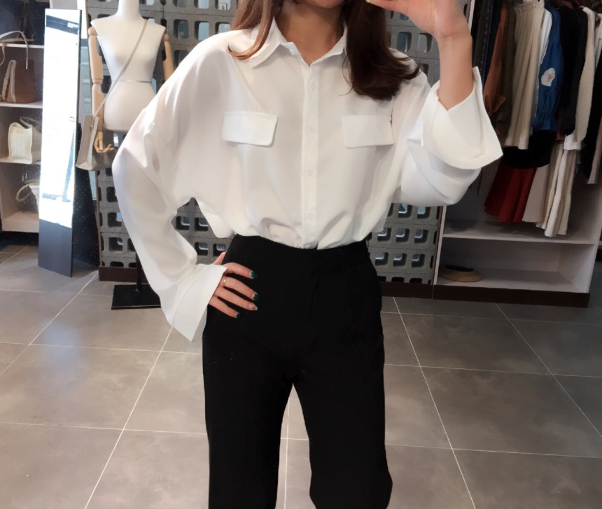 NEW FASHION LADY GIRL Blouse to Pocket Shirt Blous