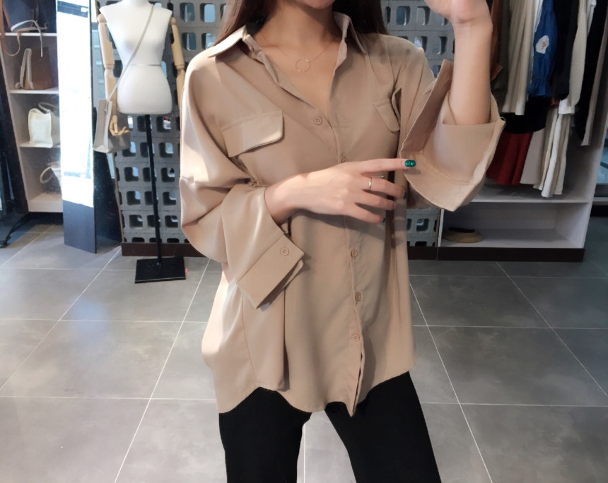 NEW FASHION LADY GIRL Blouse to Pocket Shirt Blous