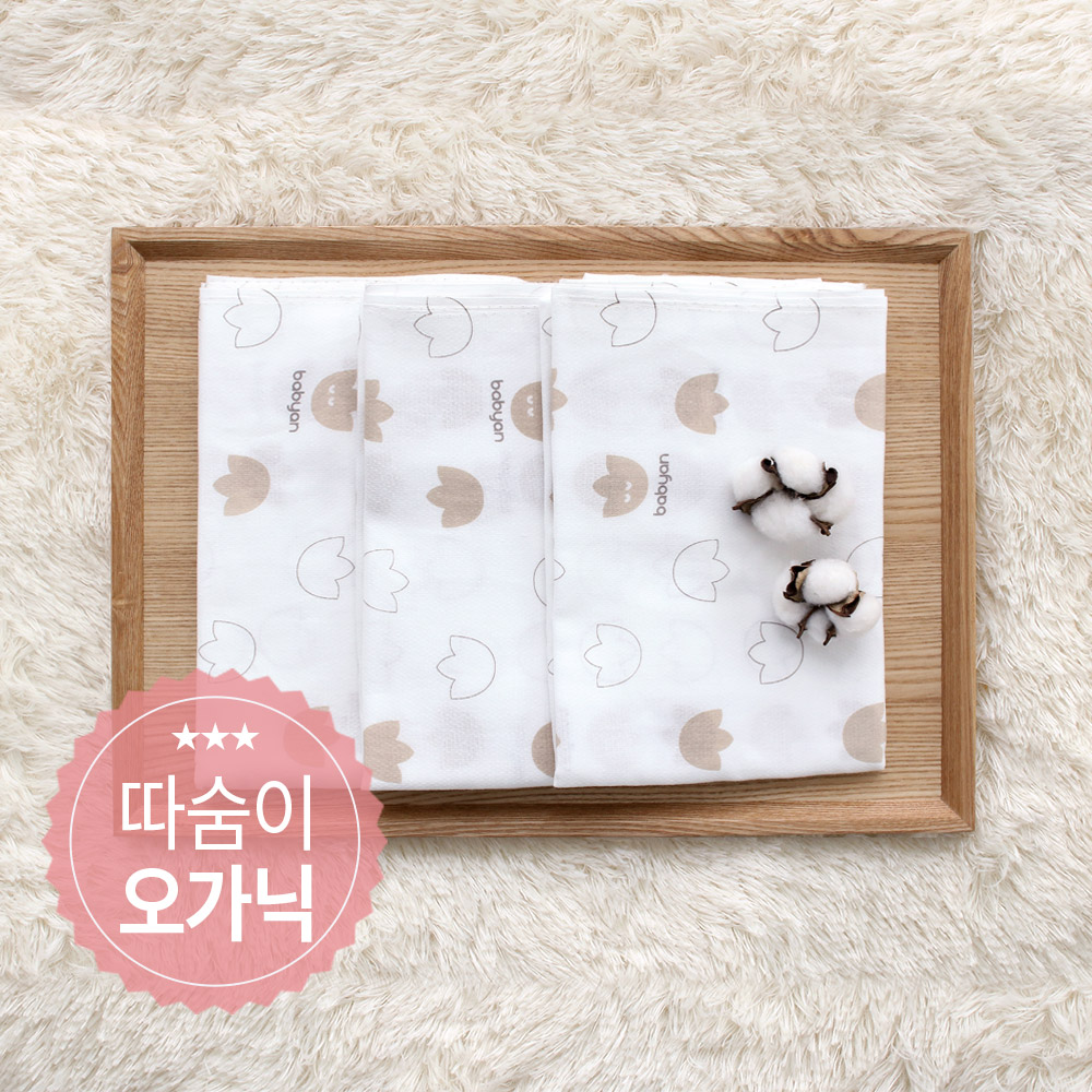 베이비앙 오가닉 따숨이 사각 천기저귀 대형 5장 (4면봉제) (유기농 목화 그대로) - 상세 이미지 2