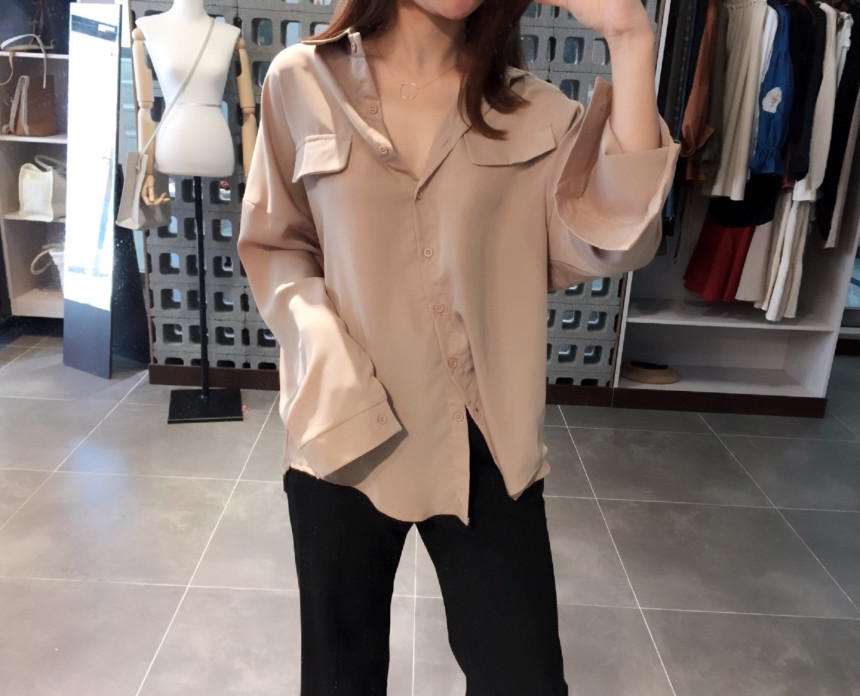 NEW FASHION LADY GIRL Blouse to Pocket Shirt Blous