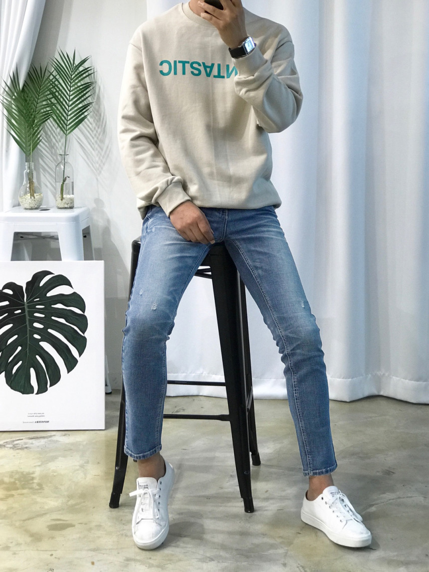 Korea Jeans Pants Big Size Milk Washing Jeans Up t