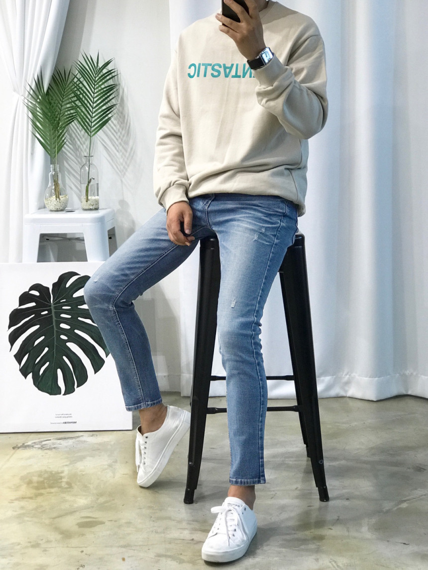 Korea Jeans Pants Big Size Milk Washing Jeans Up t