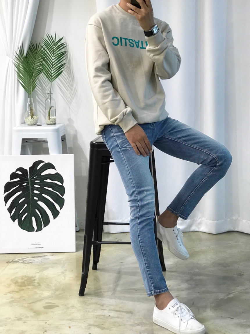 Korea Jeans Pants Big Size Milk Washing Jeans Up t