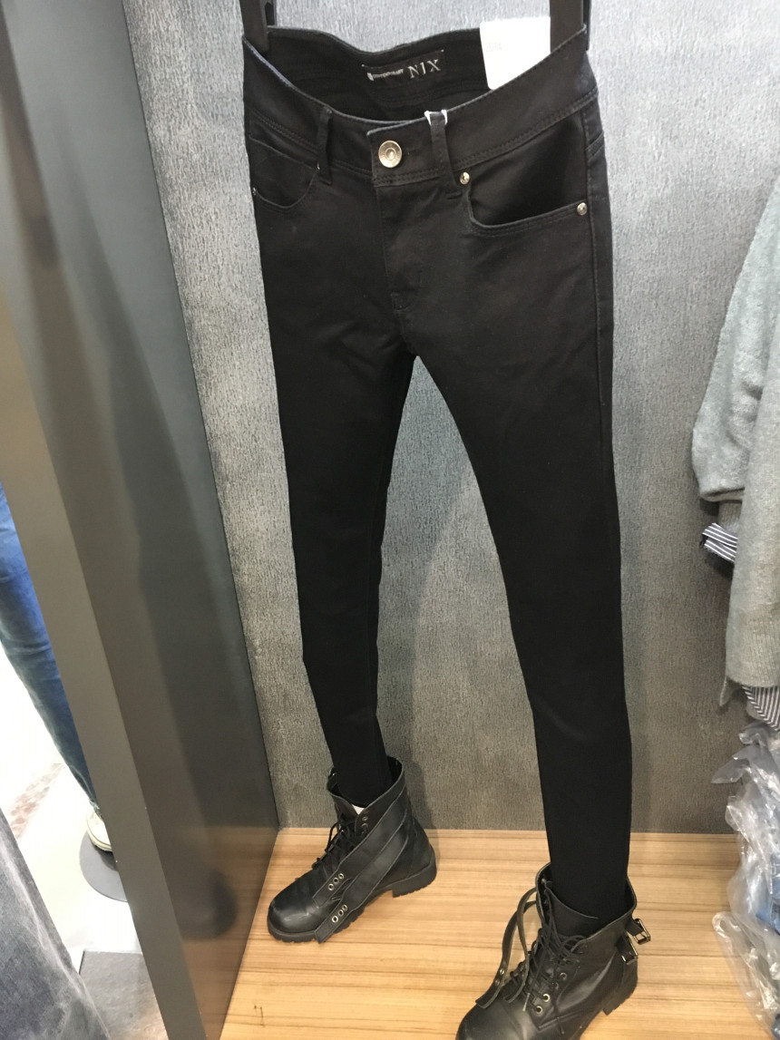 Korea Jeans Pants Knicks Women Runner Span Black S