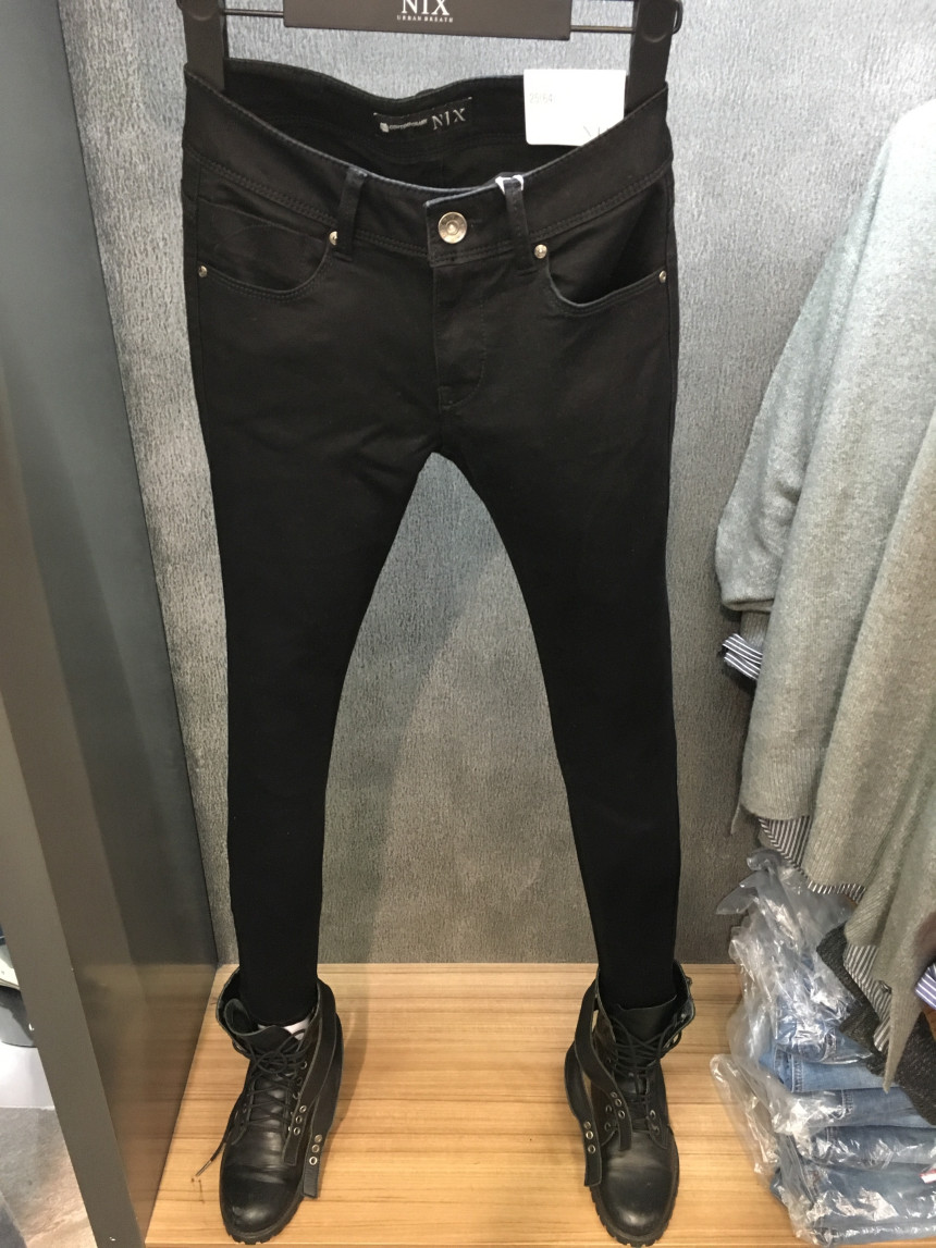 Korea Jeans Pants Knicks Women Runner Span Black S