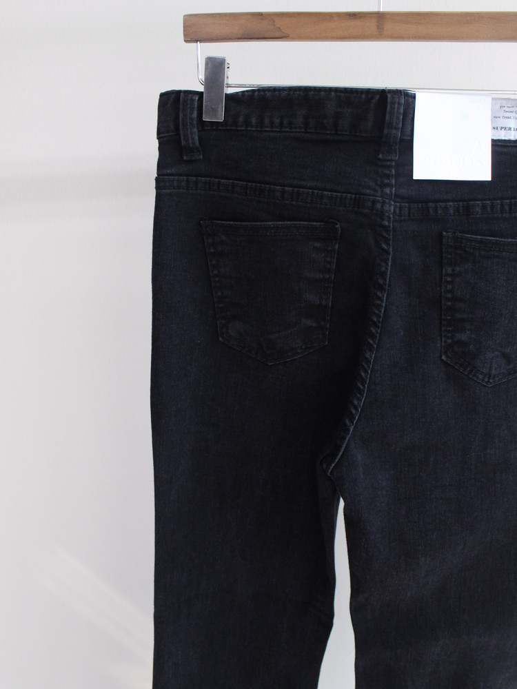 Women Jeans Pants Washing Black Wide Boots Cut Com