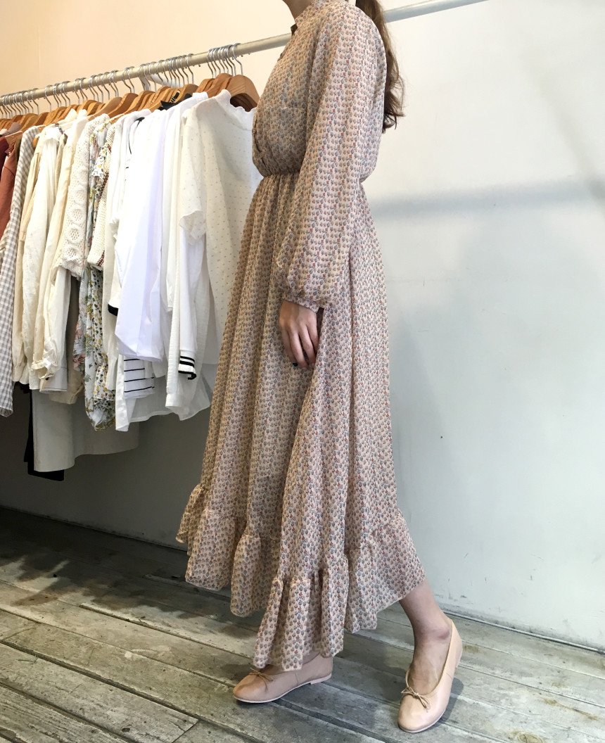 New Women Dress Season Flower Dress Fall Chiffon F