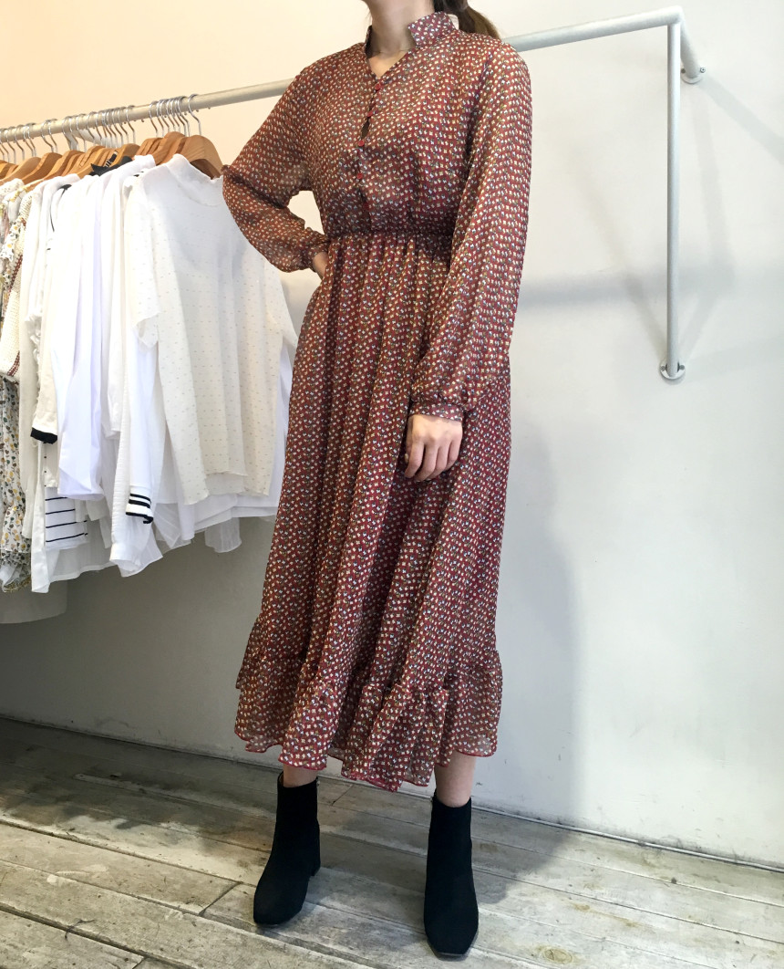 New Women Dress Season Flower Dress Fall Chiffon F