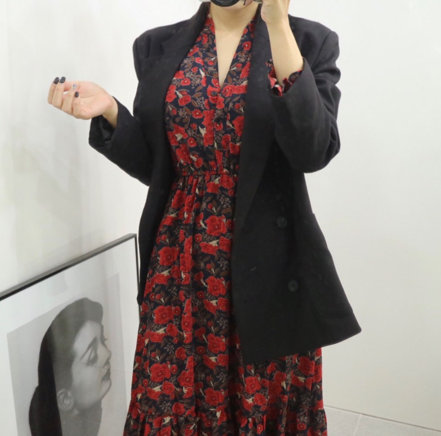 New Women Dress Red Flower Dress