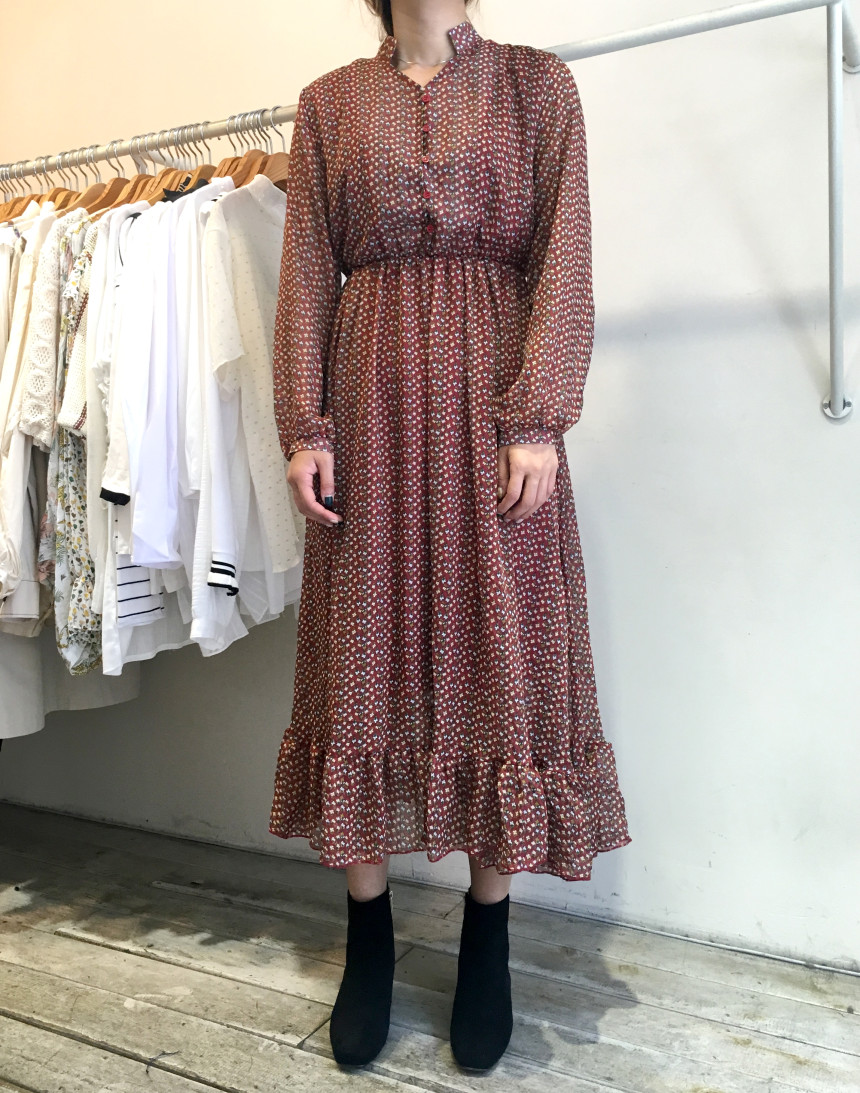 New Women Dress Season Flower Dress Fall Chiffon F