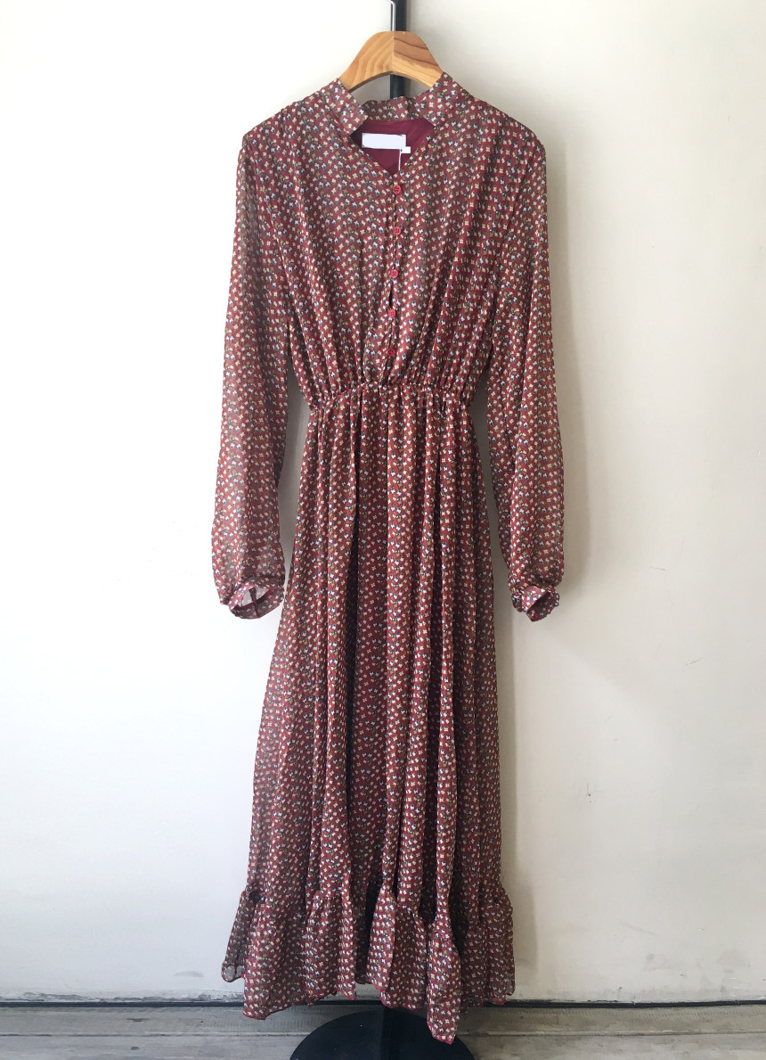 New Women Dress Season Flower Dress Fall Chiffon F