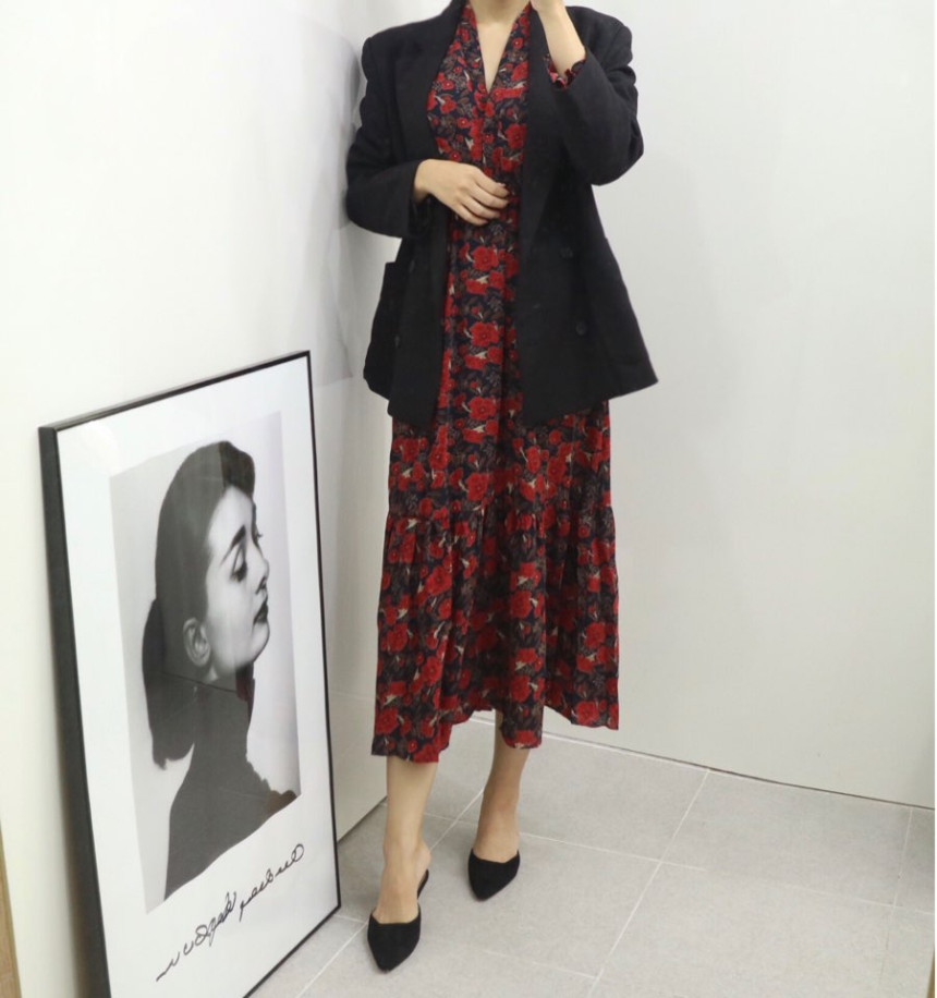 New Women Dress Red Flower Dress