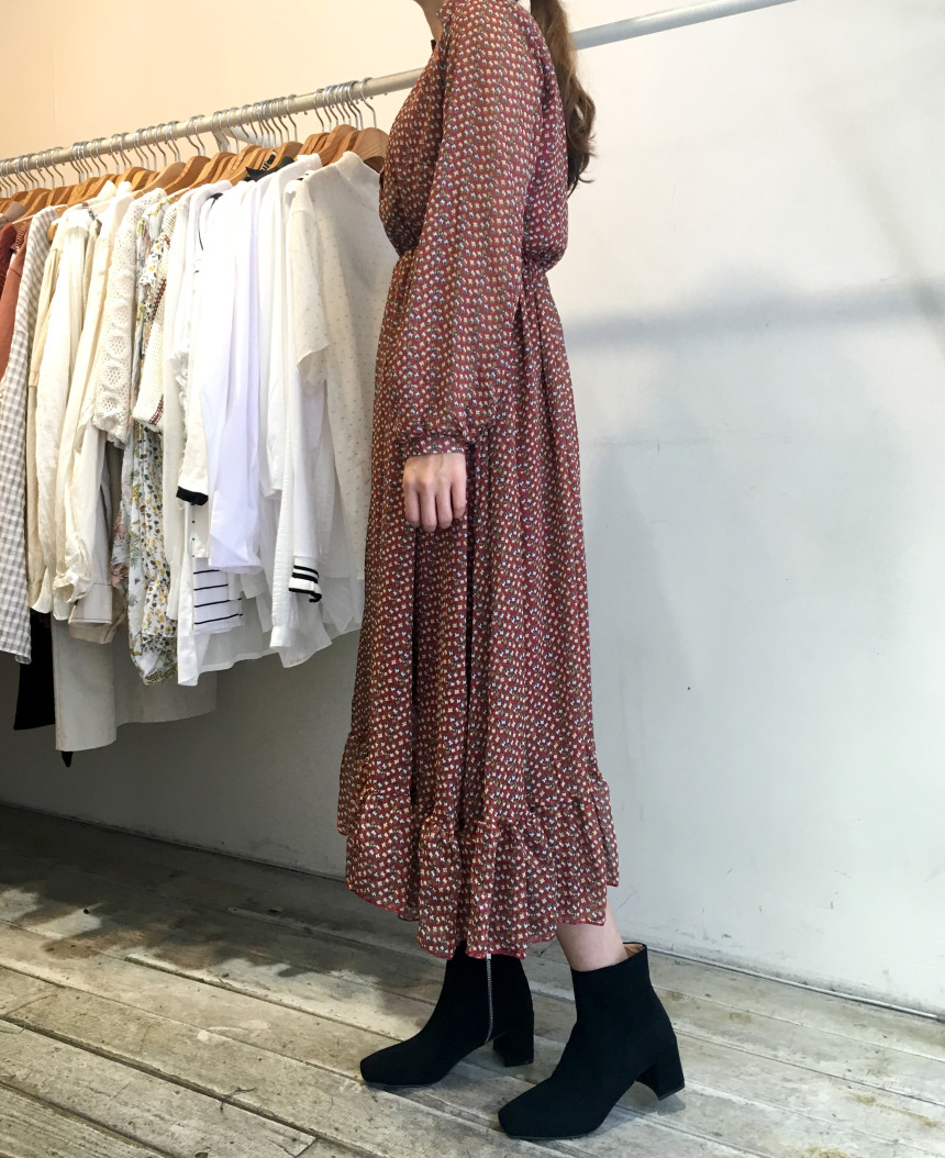 New Women Dress Season Flower Dress Fall Chiffon F