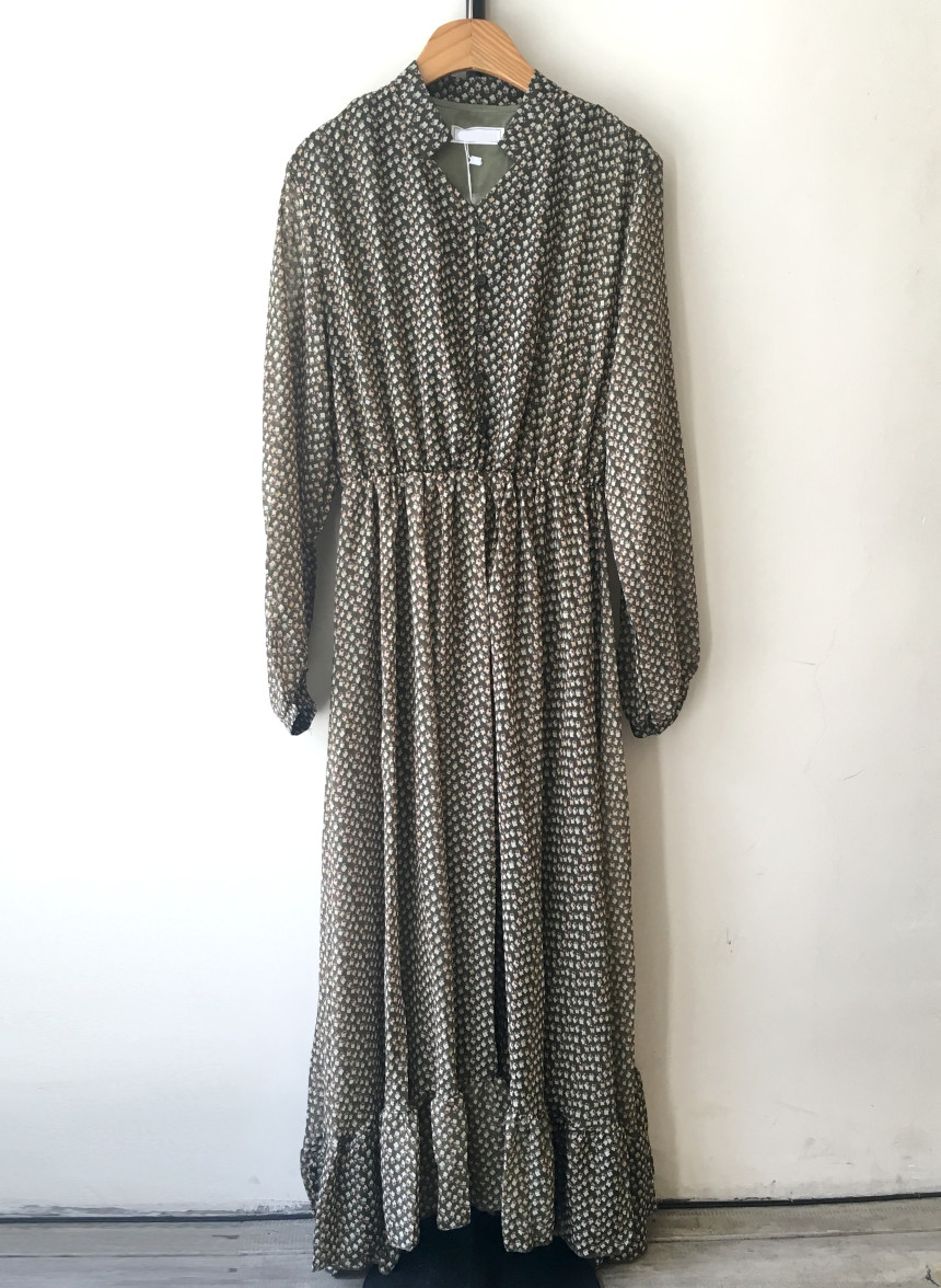 New Women Dress Season Flower Dress Fall Chiffon F