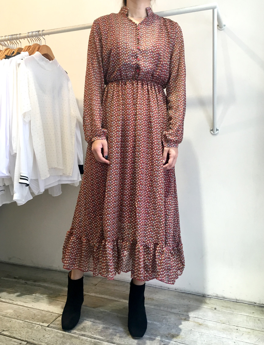 New Women Dress Season Flower Dress Fall Chiffon F