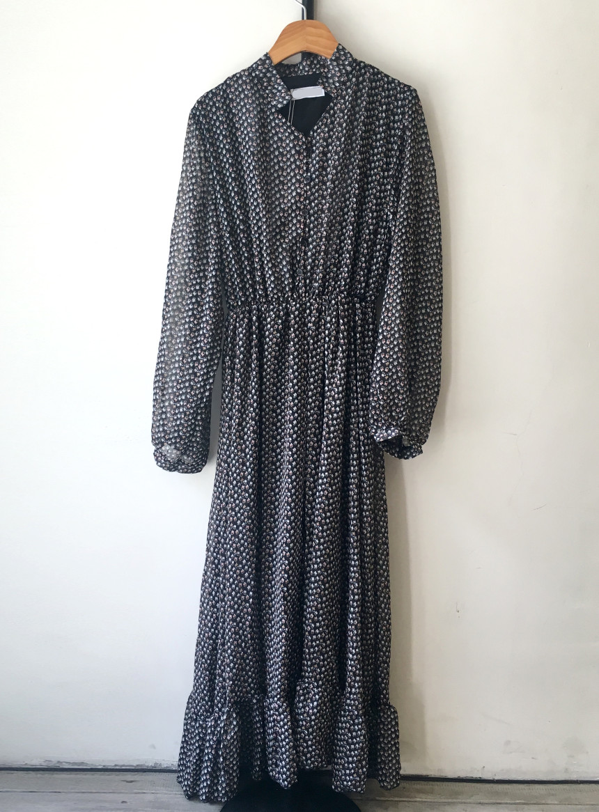 New Women Dress Season Flower Dress Fall Chiffon F