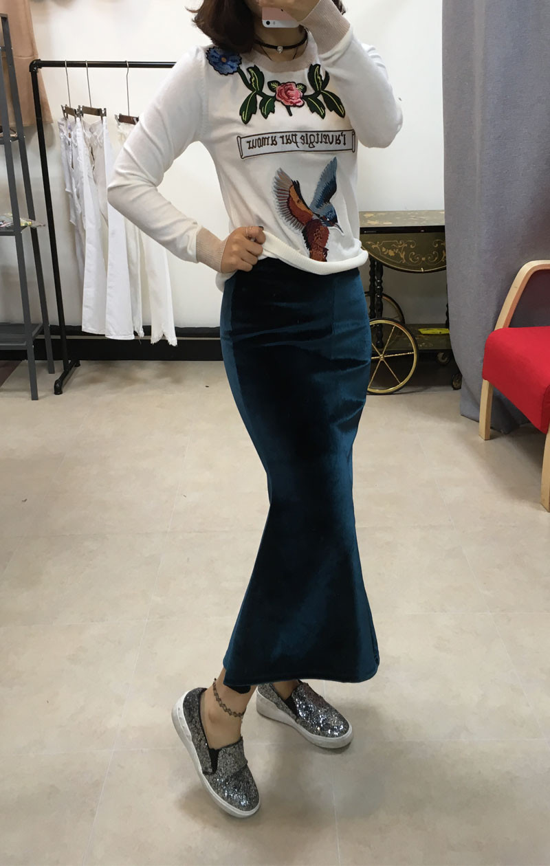 Velvet Mermaid Long Skirt Skirt Formal Style Uniqu