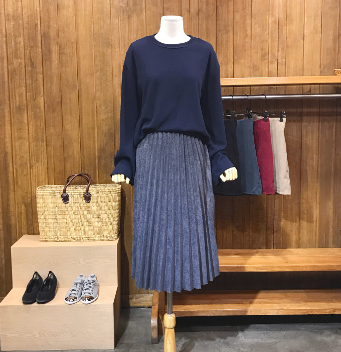 Woolen Pleats Long Skirt Winter Fall Bending Brush