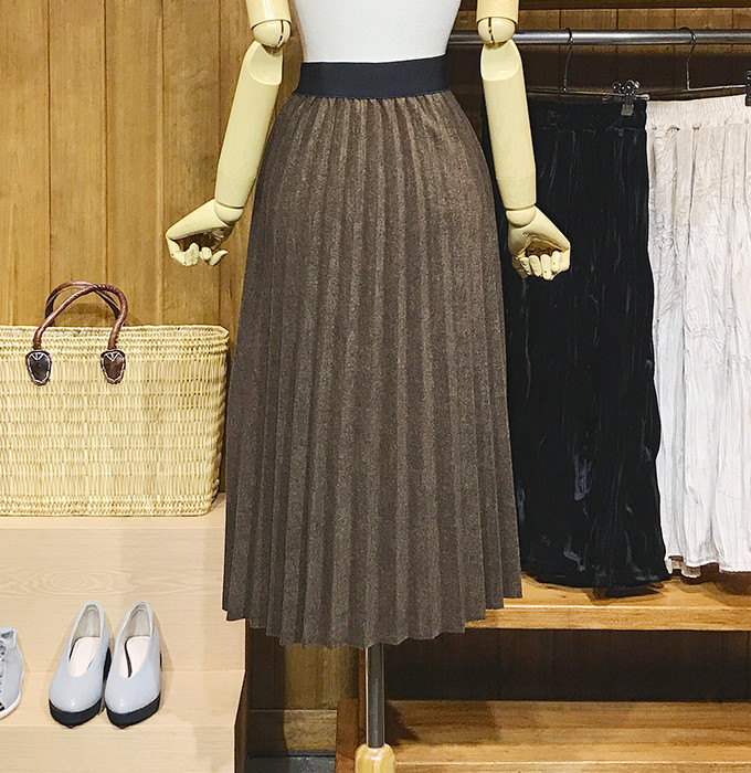 Woolen Pleats Long Skirt Winter Fall Bending Brush