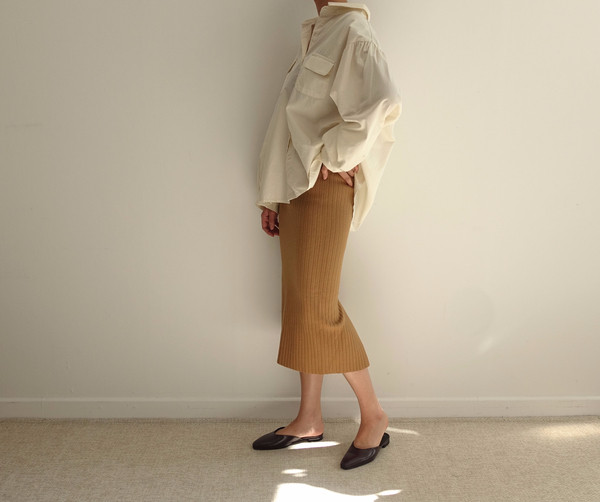 Goliath knit long skirt 3col skirt slim H line ben