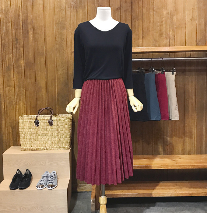 Woolen Pleats Long Skirt Winter Fall Bending Brush