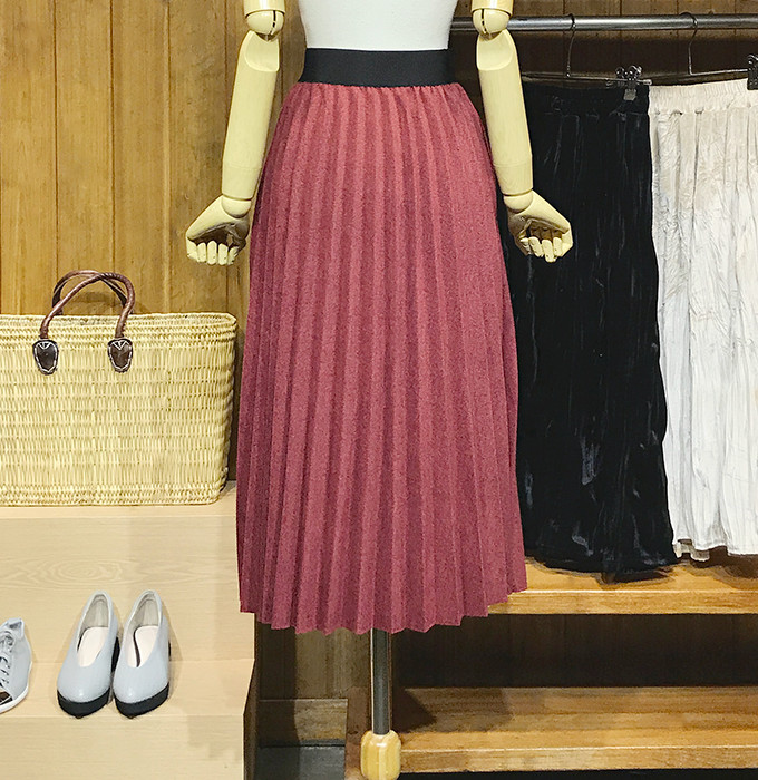 Woolen Pleats Long Skirt Winter Fall Bending Brush