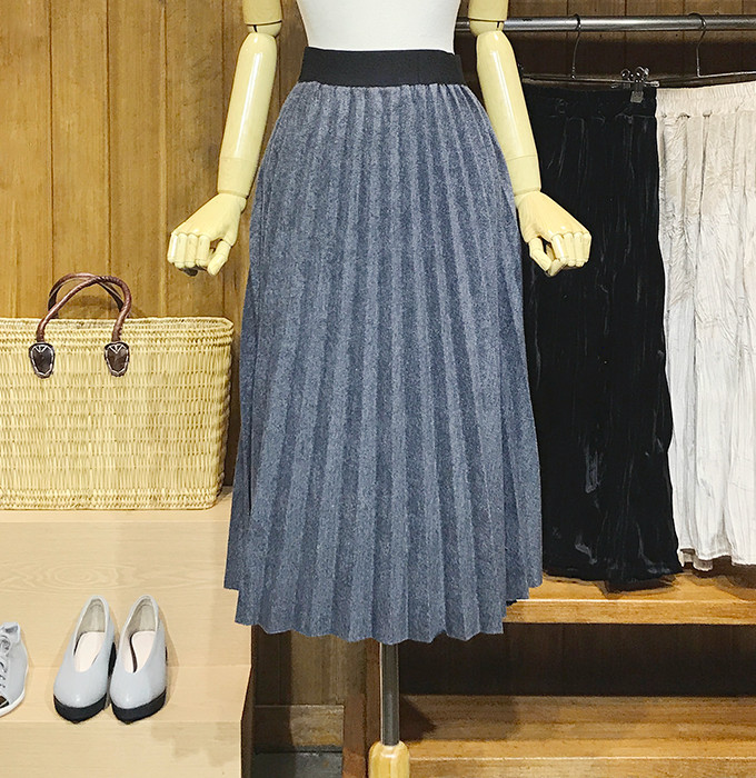 Woolen Pleats Long Skirt Winter Fall Bending Brush