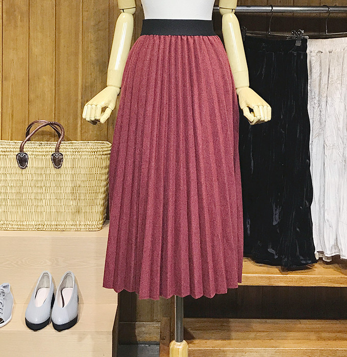 Woolen Pleats Long Skirt Winter Fall Bending Brush