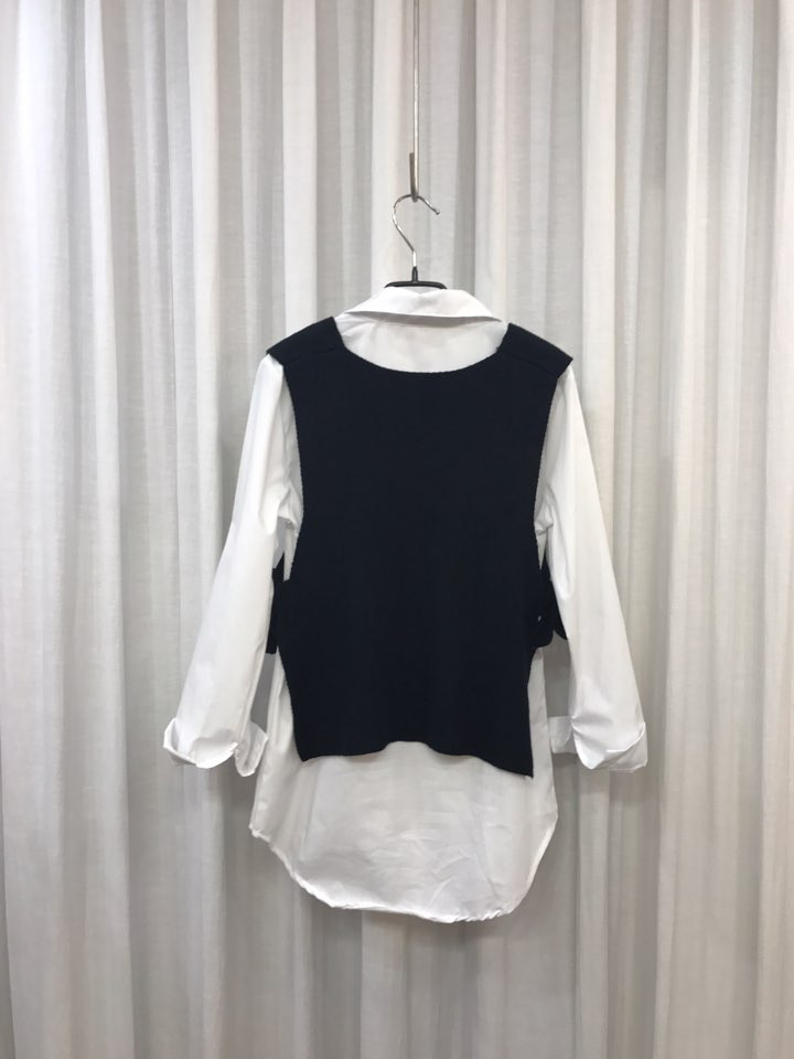 Shirt + Vest Ribbon Set White Coordinate Weekend 2