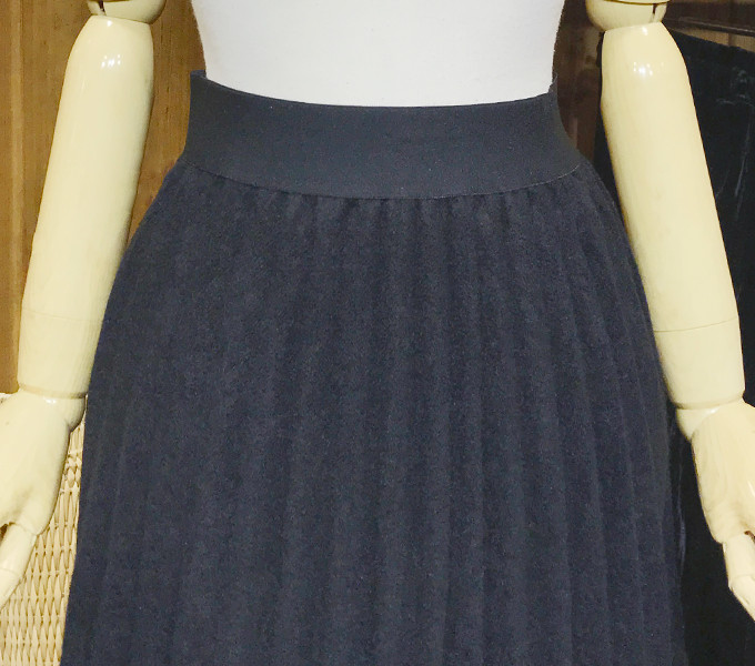 Woolen Pleats Long Skirt Winter Fall Bending Brush