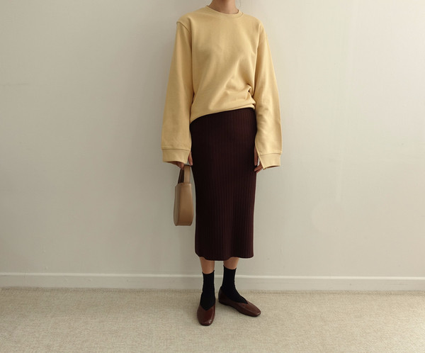 Goliath knit long skirt 3col skirt slim H line ben