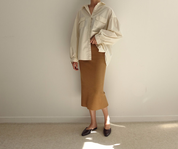 Goliath knit long skirt 3col skirt slim H line ben